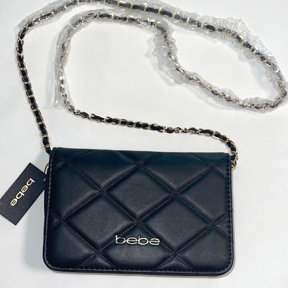 Bebe Quilted Gold Chain Crossbody Bag